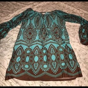 Small brow and turquoise boutique dress